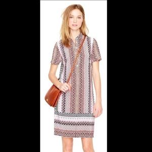 J. Crew Pink Geo Silk Shirtdress